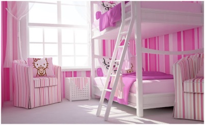 Beautiful pink color with ornament interesting of a child's bedroom design ideas