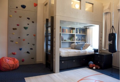Creative design ideas rooms kids with wall rock climbing
